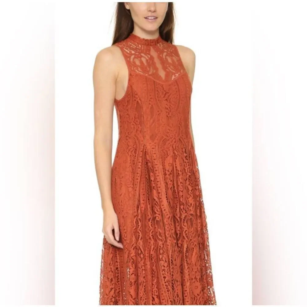 Free People Angel Rays Copper Lace Dress